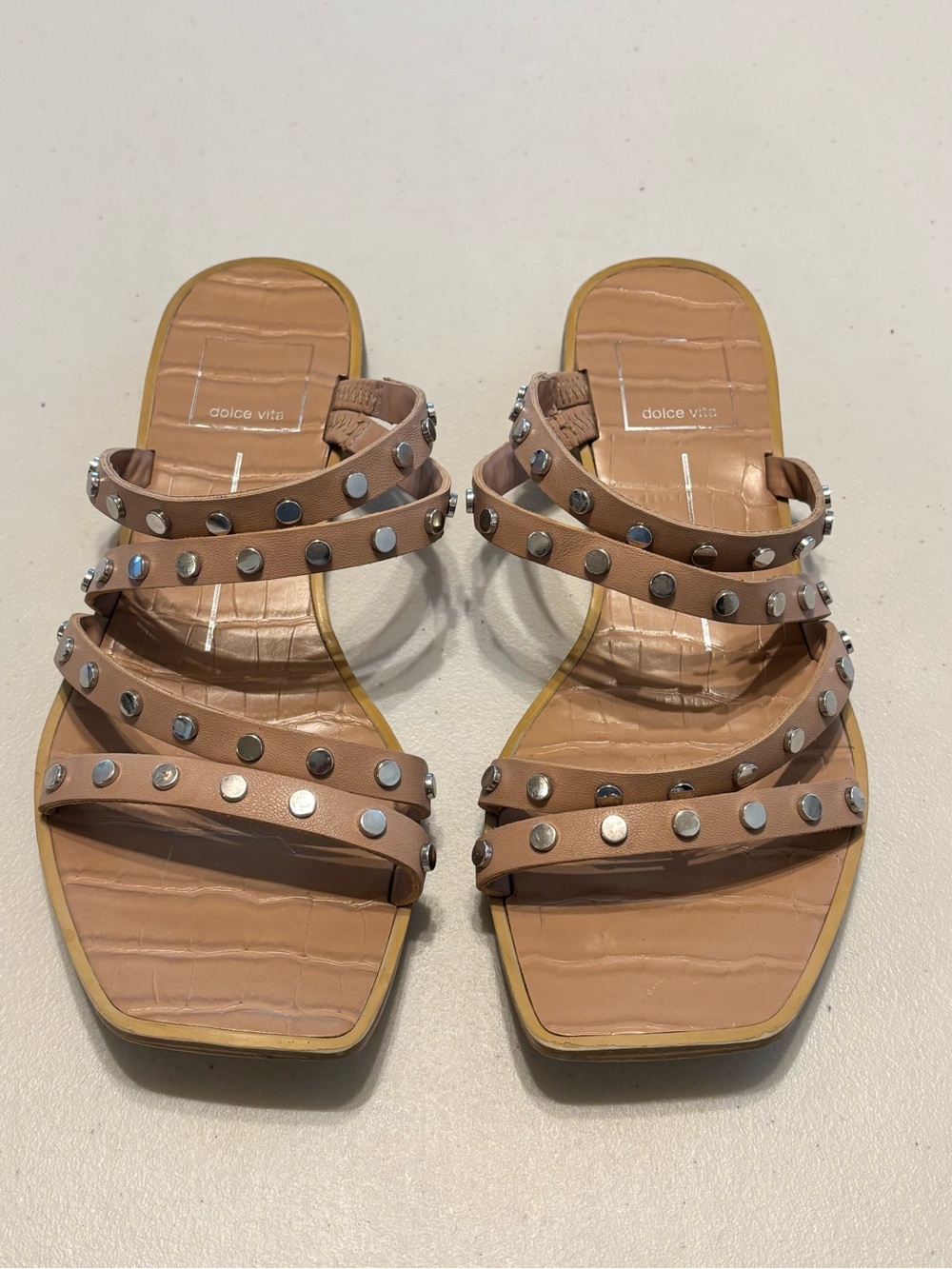 Dolce Vita Nude Studded Strappy Sandals 6